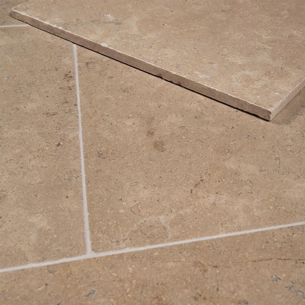 A cut slab of a Dijon Limestone Paving tile